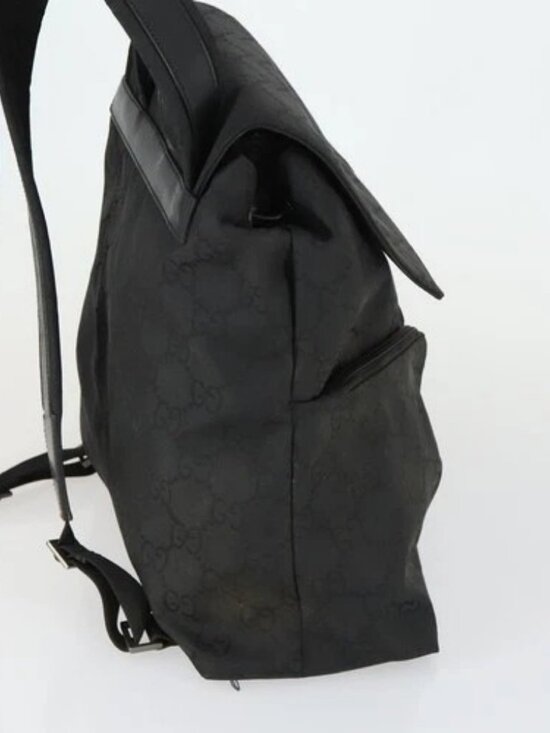Share GUCCI GG Canvas Backpack Nylon Black Silver 003 main image 13